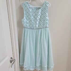 George Pastel Blue Woven Bodice Kids Dress